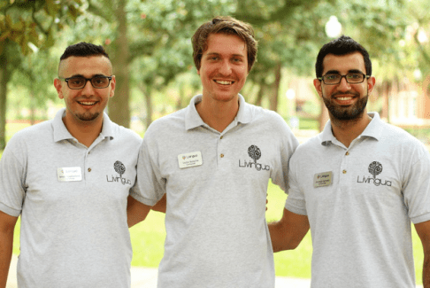  Livingua's founding team: (from left) Ismail Abushamma, 22, Palestine, Victor Borsche, 22, Germany and Ahmed Hemeid, 22, Palestine